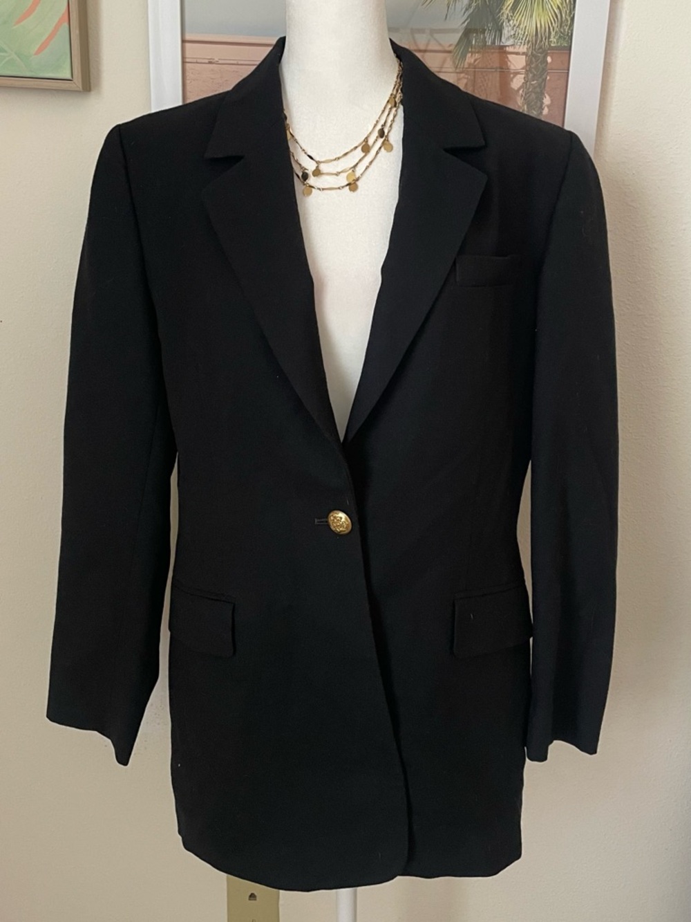 Talbots 90s Vintage 100% Worsted Wool Blazer Jacket Size US 8 Black Old Money